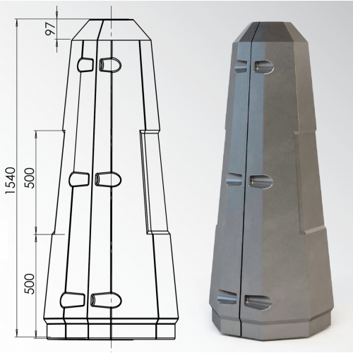 Цоколь восьмигранный стеклопластиковый А1 210х1540 мм в Омске

